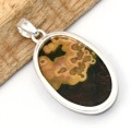 Pendentif Jaspe Océan ovale argent 925 pierre naturelle apaisante