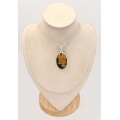 Pendentif Jaspe Océan ovale argent 925 pierre naturelle apaisante