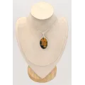 Gros Pendentif Jaspe Océan naturel ovale argent 925 - Pendentifs pierres naturelles