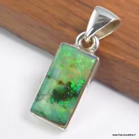 Pendentif Opale Sterling verte rectangulaire - Pendentifs pierres naturelles