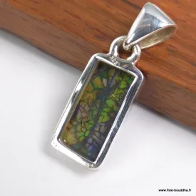 Pendentif Opale Sterling verte rectangulaire - Pendentifs pierres naturelles