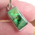 Pendentif Opale Sterling verte rectangulaire - Pendentifs pierres naturelles