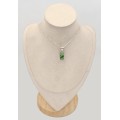 Pendentif Opale Sterling verte rectangulaire - Pendentifs pierres naturelles