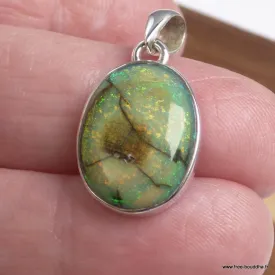 Pendentif Opale Sterling ou Monarque verte jaune - Pendentifs pierres naturelles