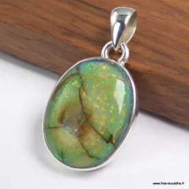 Pendentif Opale Sterling ou Monarque verte jaune - Pendentifs pierres naturelles