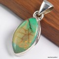 Pendentif marquise Opale Sterling verte argent 925 - Pendentifs pierres naturelles