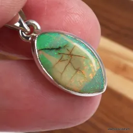 Pendentif marquise Opale Sterling verte argent 925 - Pendentifs pierres naturelles