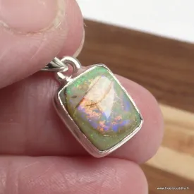 Pendentif Opale Monarque verte mauve argent 925 - Pendentifs pierres naturelles