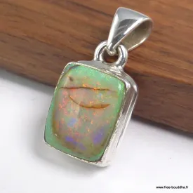 Pendentif Opale Monarque verte mauve argent 925 - Pendentifs pierres naturelles