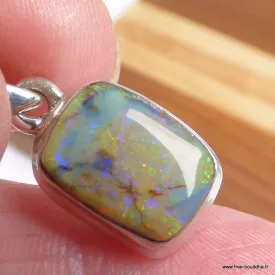 Pendentif Opale Monarque verte bleue argent 925 - Pendentifs pierres naturelles