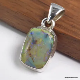 Pendentif Opale Monarque verte bleue argent 925 - Pendentifs pierres naturelles