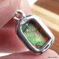 Pendentif Opale Monarque verte bleue argent 925 - Pendentifs pierres naturelles
