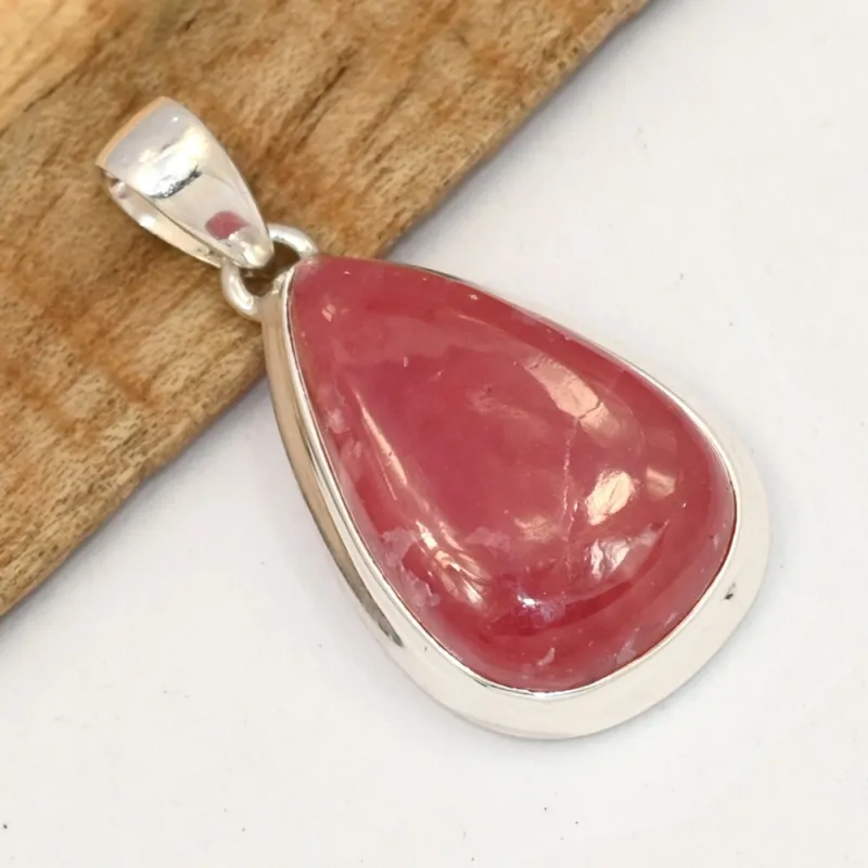 Pendentif Rhodochrosite gel qualité AAA forme goutte - Bijoux en Rhodochrosite