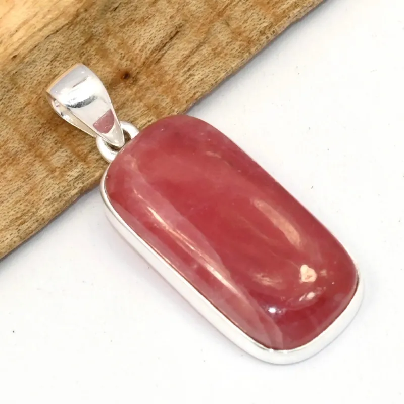 Pendentif Rhodochrosite gel qualité AAA rectangulaire - Bijoux en Rhodochrosite