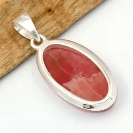 Pendentif ovale Rhodochrosite gel qualité AAA - Bijoux en Rhodochrosite
