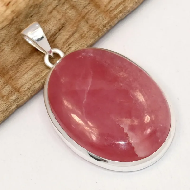 Pendentif argent Rhodochrosite gel qualité AAA - Bijoux en Rhodochrosite