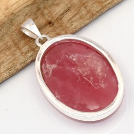 Pendentif Rhodochrosite gel AAA – Ovale lumineux en argent 925
