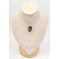 Pendentif Turquoise mohave verte mauve ovale - Bijoux en Shattuckite