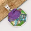 Pendentif Turquoise mohave multicolore hexagonale - Bijoux en Turquoise
