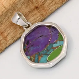 Pendentif Turquoise mohave multicolore hexagonale - Bijoux en Turquoise