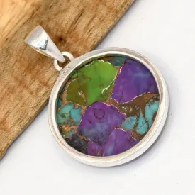 Pendentif rond Turquoise mohave tricolore - Bijoux en Turquoise