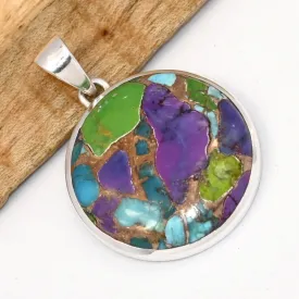 Pendentif Turquoise mohave tricolore ovale - Bijoux en Turquoise