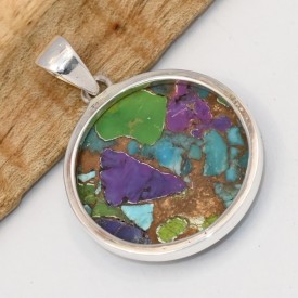 Pendentif Turquoise Mohave tricolore · Argent 925 · pierre stabilisée