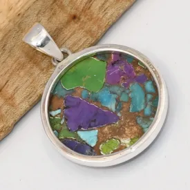 Pendentif Turquoise mohave tricolore ovale - Bijoux en Turquoise