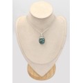 Pendentif ovale Turquoise avec Pyrite - Bijoux en Turquoise Iranienne (Nishapur)