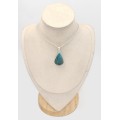 Pendentif Turquoise avec Pyrite d'Orient forme goutte - Bijoux en Turquoise Iranienne (Nishapur)