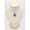 Pendentif Turquoise avec Pyrite d'Orient forme goutte - Bijoux en Turquoise Iranienne (Nishapur)