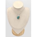 Pendentif Authentique Turquoise avec Pyrite d'Orient - Bijoux en Turquoise Iranienne (Nishapur)