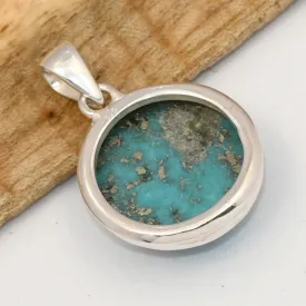Pendentif Authentique Turquoise d'Orient ronde - Bijoux en Turquoise Iranienne (Nishapur)
