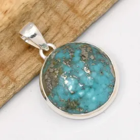Pendentif Authentique Turquoise d'Orient ronde - Bijoux en Turquoise Iranienne (Nishapur)