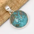 Pendentif Authentique Turquoise d'Orient ronde - Bijoux en Turquoise Iranienne (Nishapur)