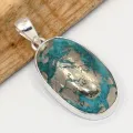 Pendentif argent Authentique Turquoise d'Orient - Bijoux en Turquoise Iranienne (Nishapur)