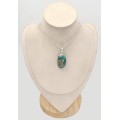 Pendentif argent Authentique Turquoise d'Orient - Bijoux en Turquoise Iranienne (Nishapur)