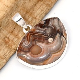 Pendentif rond Agate Laguna – Argent 925 certifié