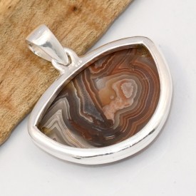 Pendentif rond Agate Laguna – Argent 925 certifié