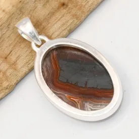 Pendentif Agate Laguna ovale argent 925 - Pendentifs pierres naturelles