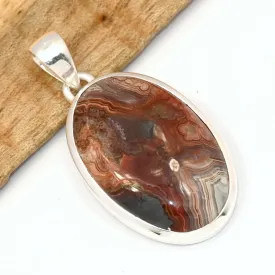 Pendentif Agate Laguna ovale argent 925 - Pendentifs pierres naturelles