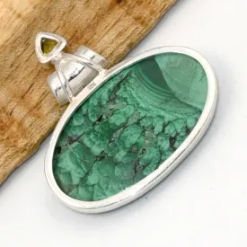 Pendentif Authentique Malachite Péridot facetté - Pendentifs pierres naturelles