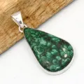 Pendentif Authentique Malachite forme goutte - Pendentifs pierres naturelles