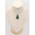 Pendentif Malachite forme goutte AAA – Argent 925 certifié
