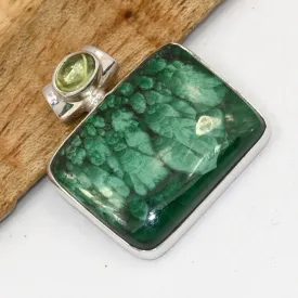Pendentif Authentique Malachite plume rectangulaire - Pendentifs pierres naturelles