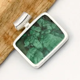 Pendentif Authentique Malachite plume rectangulaire - Pendentifs pierres naturelles
