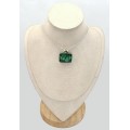 Pendentif Authentique Malachite plume rectangulaire - Pendentifs pierres naturelles