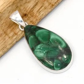 Pendentif Authentique Malachite plume - Pierre rare - Pendentifs pierres naturelles