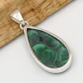 Pendentif Authentique Malachite plume - Pierre rare - Pendentifs pierres naturelles