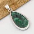 Pendentif Authentique Malachite plume - Pierre rare - Pendentifs pierres naturelles